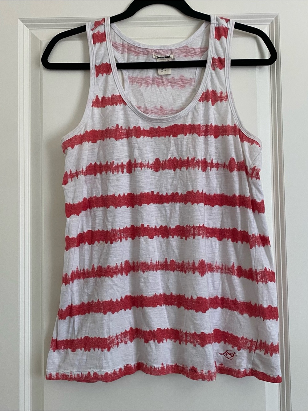 Levi's White and Red Striped Tank